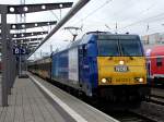 146 520 bei der Ausfahrt aus dem Hbf Rostock.