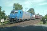 185 519 und Lok 1702 mit Erzleerzug nach Hamburg-Hansaport  Hhe Peine am 24.05.2008