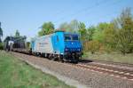 185 519-6 der VPS nach berquerung des Mittellandkanals bei Peine am 21.04.2009