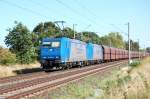 185 530-3 und 185 519-6 VPS mit ihrem Erz-Pendel am 16.08.2009 kurz vor berquerung des Mittellandkanals bei Peine