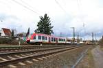 Parallelausfahrt von VIAS Odenwaldbahn Alstom Lint54 VT203 und HLB Coradia Continental ET164+ET1xx am 09.02.19 in Hanau Südeinfahrt