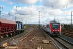 VIAS/Odenwaldbahn Bombardier Itino VT125+VTxxx am 26.02.22 in Hanau Hbf vom Bahnsteig aus fotografiert