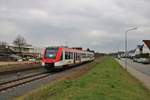 VIAS Alstom Lint 54 VT203 am 23.12.17 in Hainburg Hainstadt auf der Odenwaldbahn