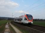 VIAS Stadler Flirt 408 am 11.03.16 bei Niederwalluf an der Rechten Rheinstrecke