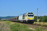 Maxima 263 005-1 fährt mit einem Schüttzug aus Blankenburg in Richtung Halberstadt.