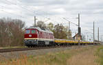 231 012 der WFL führte am 11.04.19 einen Schwellenzug durch Braschwitz Richtung Halle(S).