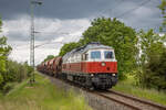 WFL 232 141 mit Schotter für das Streckengleis Grimmen - Demmin. Aufgenommen in Rakow am 29.05.2022.