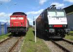 Im bergabebereich zum Stralsunder Nordhafen standen am 29.Mai 2010:WFL 346 852 und die MRCE 185 544.