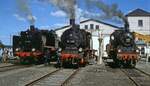 Mittagspause im BW Blindweide der Westerwaldbahn mit 24 009, 74 1192 und ex-BLE 146 (22.5.1988).