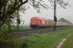 WLE 22 mit Warsteinerzug am 29.04.2009 im strmenden Regen bei Woltorf nach Berlin unterwegs