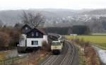 Ein paar Minuten nach dem die 01 150 die Strecke nach Bestwig hoch fuhr kam zu meinem Glück auch noch die WLE21 mit dem Spannplattenzug durch Arnsberg gefahren.