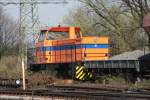 Lok 28(G1204BB/1984) der Wanne-Herner-Eisenbahn im Bauzugdienst auf eigenem Terrain im Bereich des B Heerstr.