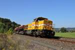 H.F. WIEBE Schotterzug mit Vossloh G 1700-2 BB, Wiebe-Lok Nr. 12, aufgenommen am 04.09.2013 auf der Lahntalbahn bei Leun.  --  Weitere Fotos siehe auch auf http://www.Schmalspuralbum.de/ und http://www.FGF-Fotoalbum.de/