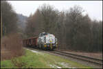 Nexrail DE 18 mit Nummer 4185 101-7, geleast durch den Landkreis Osnabrück, zog am 20.1.2023 den Schrottzug vom Hafen Osnabrück zum Stahlwerk in Georgsmarienhütte.