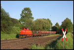 Werklok GMH 8 Deutz erreicht hier am 12.05.2016 um 07.20 Uhr mit einem Abraumleerzug den Werkbahnhof Georgsmarienhütte.