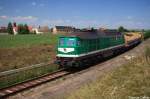 V300 003 durchfhrt mit dem vollbeladenen Dumpcar-Zug 66238 am 11.06.07 die groe Kurve bei Raitzhain.