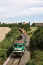 232 405 (V300 002) der Wismut mit G 66234 vor Raitzhain (23.07.2007)