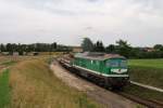 232 155 (V300 005) der Wismut mit G 66237 bei Raitzhain (23.07.2007)