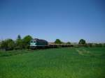 V 300 002 ist am 09.05.11 auf dem Weg nach Ronneburg, hier bei der Durchfahrt in Raitzhain.