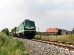 232 155 (V300 005) der Wismut mit G 66237 in Grobraunshain (25.07.2006)