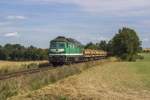 V300 003 mit einem vollen Sandzug nach Seelingstdt bei Groenstein (12.08.2013)