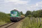 V300 005 mit einem vollen Sandzug nach Seelingstdt bei Dobraschtz (12.08.2013)