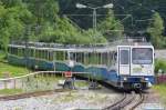 Die Zugspitzbahn am 18.069.15 in Talfahrt vor der Einfahrt in den Bahnhof Eibsee Richtung Garmisch-Partenkirchen