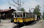Zahnradbahn Stuttgart: Ein aus Vorstellwagen 120 und Tw 103 bestehendes Gespann fährt im Mai 1978 hinauf nach Degerloch