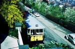 Vorstellwagen 116 ob. Pfaffenweg_April 1974_Rechts oben ist der Kaiserbau am Marienplatz zu sehen, das Ziel der Talfahrt.