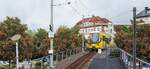 Zahnradbahn Stuttgart__Einer der Täuflinge fährt in die Talstation 'Marienplatz' ein.