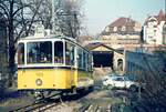 SSB Stuttgart__140 Jahre Zahnradbahn__Tw 103 [ME 1937] bei einer Werkstattfahrt oberhalb der alten Bahnhofshalle.