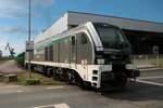 Starkenberger Stadler Eurodual 159 212-0 mit Sandzug im Aschaffenburger Hafen am 16.07.21