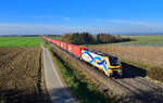 159 231 mit einem Containerzug am 15.11.2022 bei Strasskirchen.