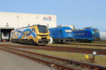 evb 159 231-0, evb 223 033 und evb 192 005-7 Lokparade zum großen Bahnhofsfest am 30.09.2023 in Bremervörde. 