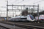 TGV 4402 durchfährt den Bahnhof Lausen. Die Aufnahme stammt vom 16.01.2019.