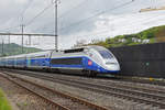 TGV 4718 durchfährt den Bahnhof Gelterkinden. Die Aufnahme stammt vom 10.05.2019.