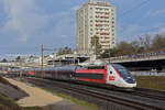 TGV Lyria 4716 fährt Richtung Bahnhof Muttenz. Die Aufnahme stammt vom 06.01.2022.