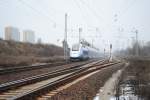 Berliner Aussenring am 01.12.2010 Probefahrt eines TGV von Berlin Rummelsburg nach Hamburg,hier in Biesdorfer Kreuz