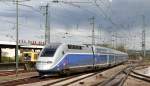 TGV 4703 als TGV 9580 (Frankfurt(Main)Hbf-Marseille-St-Charles) bei der Einfahrt KArlsruhe Hbf 19.4.12