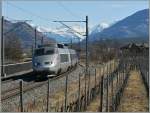  TGV de Neige  auf der Fahrt von Brig nach Paris bei Salgesch am 5.