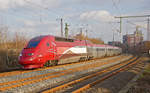 Thalys 4343 von Dortmund nach Paris am 27.01.2018
in Dortmund (im Hintergrnd der Dortmunder U-Turm).