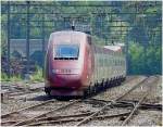 Ein Thalys PBKA hat soeben den Bahnhof von Pepinster durchfahren auf seiner Reise von Bruxelles Midi nach Kln. 12.07.08 (Jeanny)