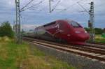 Un peu francais en Kleinenbroich....:-) Thalys 4345 durchfährt als Umleiter gerade die westliche Bahnhofsausfahrt von Kleinenbroich in Richtung Paris. Dienstag den 7.7.2015