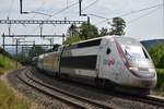 TGV Lyria 4404 am 08.08.2018 bei Villnachern AG auf dem Weg Richtung Basel.