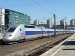 Der TGV-POS bei der Ankunft in Stuttgart Hbf.