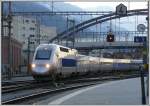Der erste fahrplanmssige TGV Lyria nach Paris-Est macht sich fr die Abfahrt ab Chur um 16.33 Uhr bereit.