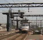 Ausfahrt eines TGV in Paris Gare de Lyon nach Milano Centrale am 25.