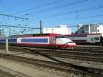 Zugende des einfahrenden TGV 507 aus Paris im Bahnhof Luxemburg. 14.10.07 
