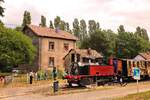 Train Thur Doller Alsace (Chemin de Fer Touristique de la Vallée de la Doller CFTVD): Historisches Monument Lok 51  La Meuse  am Ende der noch befahrbaren Strecke in Sentheim. 31.July 2019  
