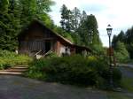 Das obere Streckenende des erhaltenen Teilstcks der Waldeisenbahn von Abreschviller (Alberschweiler) nach Grand Soldat (Soldatenthal).